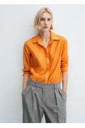 پیراهن با دکمه های مخفی زنانه نارنجی منگو