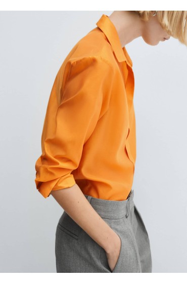 پیراهن با دکمه های مخفی زنانه نارنجی منگو