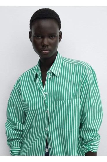 پیراهن برش گشاد با جیب زنانه سبز منگو