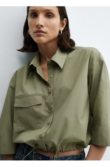 پیراهن نخی با سجاف قابل تنظیم زنانه سبز منگو