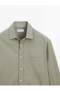 پیراهن پوپلین معمولی با جیب مردانه سبز ماسیمودوتی