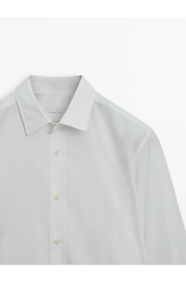 پیراهن معمولی سالم چهارخانه شده مردانه سفید ماسیمودوتی
