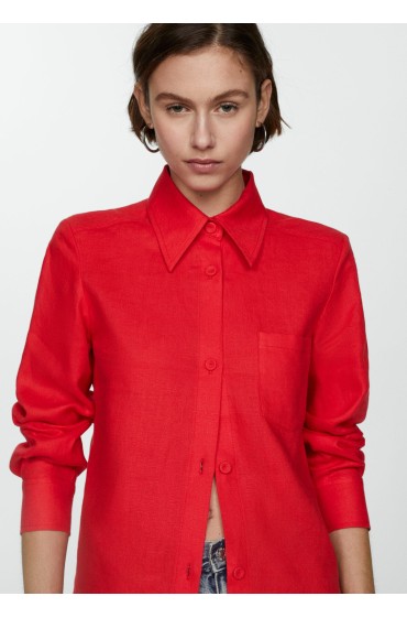 پیراهن 100% کتان زنانه قرمز مرجانی منگو