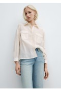 پیراهن با جیب های گلدوزی شده زنانه رنگ سفید منگو