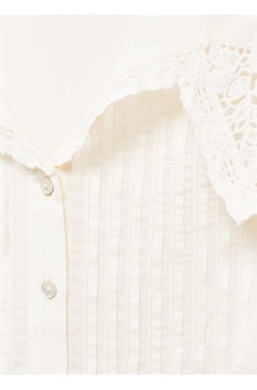 پیراهن با یقه گلدوزی شده زنانه رنگ سفید منگو