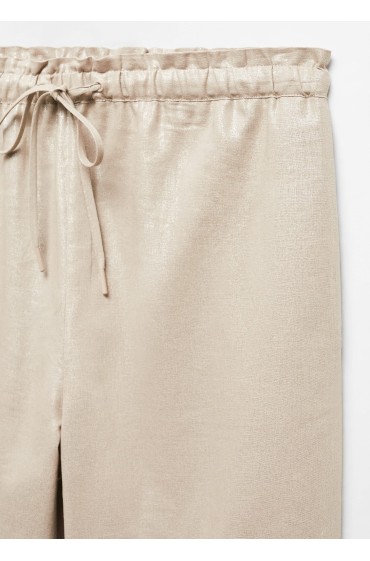 شلوار پارچه ای کشی ترکیبی کتان زنانه قهوه ای منگو