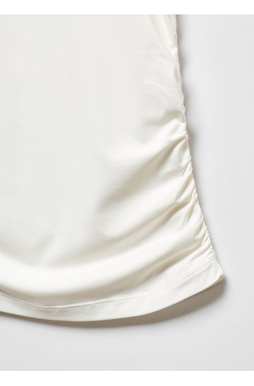 تیشرت آستین کوتاه با کناره های جمع شده زنانه سفید منگو