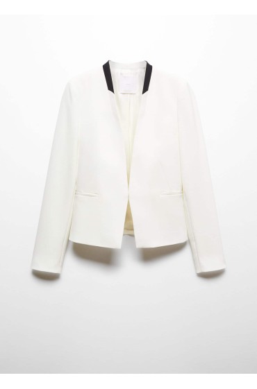 کت تک کت تک با تزئینات دورنگ زنانه سفید منگو
