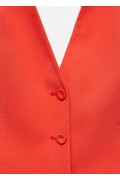 کت تک رکابی رسمی دکمه دار زنانه قرمز مرجانی منگو