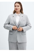 کت تک پارچه ای پین استریپ زنانه خاکستری ذوب شده متوسط منگو