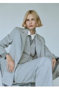 کت تک پارچه ای پین استریپ زنانه خاکستری ذوب شده متوسط منگو