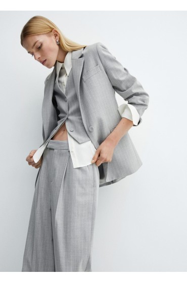 کت تک رکابی نواری زنانه خاکستری ذوب شده متوسط منگو