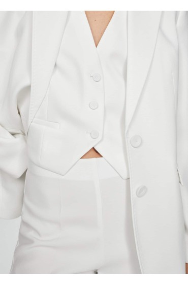 کت تک رکابی رسمی دکمه دار زنانه سفید منگو