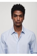 پیراهن Coolmax® با راه راه های اسلیم فیت مردانه آبی آسمانی منگو