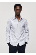 پیراهن Coolmax® با راه راه های اسلیم فیت مردانه آبی سرمه ای منگو