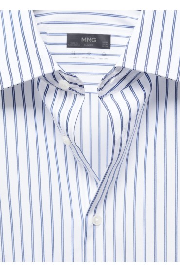 پیراهن Coolmax® با راه راه های اسلیم فیت مردانه آبی سرمه ای منگو