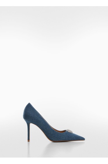 کفش پاشنه بلند جین با جزئیات استخوانی زنانه آبی مات منگو