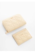 کیف کارت لحافی با آرم زنانه رنگ سفید منگو