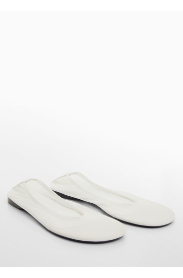 کفش تخت باله مشبک نیمه شفاف زنانه سفید منگو
