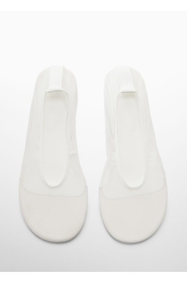 کفش تخت باله مشبک نیمه شفاف زنانه سفید منگو