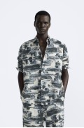 پیراهن چاپی با لمیتد ادیشن مردانه مشکی سفید  زارا