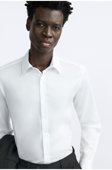 پیراهن پارچه ای بافتنی مردانه سفید  زارا