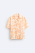پیراهن چاپی ترکیبی مردانه نارنجی  زارا