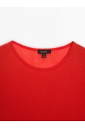 تیشرت آستین کوتاه با جزئیات برجسته زنانه قرمز ماسیمودوتی