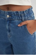 شلوار جین کاغذی فاق بلند روشن و لگ پا راست زنانه آبی نعنایی دیفکتو