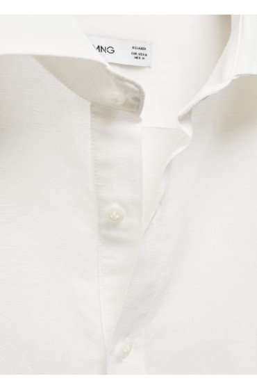 پیراهن کتان فیت و راحت مردانه رنگ سفید منگو
