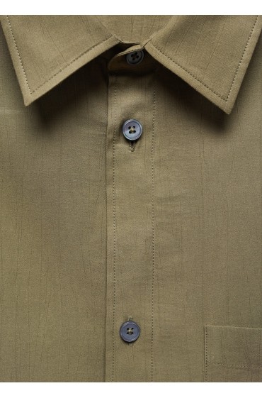 پیراهن برش معمولی با جیب مردانه خاکی منگو