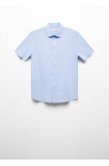 پیراهن معمولی 100% کتان مردانه آبی آسمانی منگو