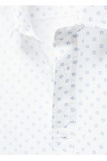 پیراهن آستین کوتاه 100% نخی طرح دار میکرو مردانه سفید منگو