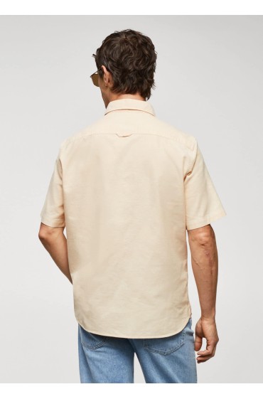 پیراهن معمولی 100% کتان مردانه زرد پاستلی منگو