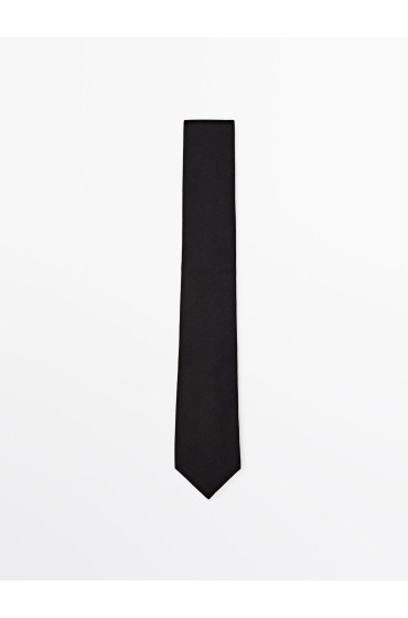 کراوات جناغی ترکیبی از کتان و ابریشم مردانه مشکی ماسیمودوتی