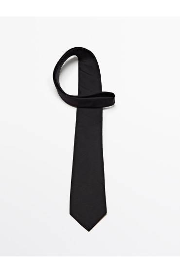کراوات جناغی ترکیبی از کتان و ابریشم مردانه مشکی ماسیمودوتی