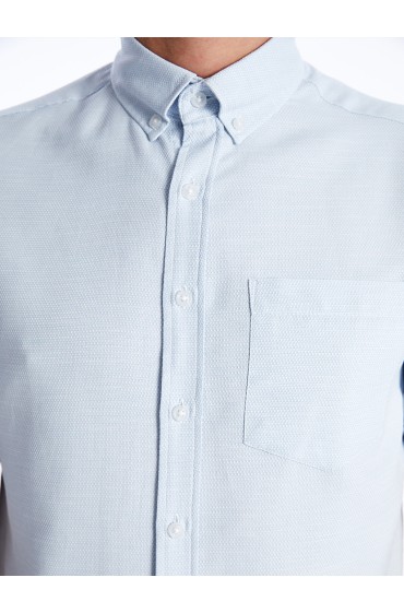 پیراهن مردانه آستین کوتاه دابی با فیت معمولی مردانه آبی  ال سی وایکیکی