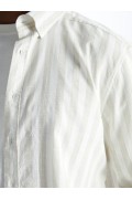 پیراهن مردانه راه راه آستین بلند با فیت معمولی مردانه ملانژ بژ  ال سی وایکیکی