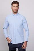 پیراهن مردانه دابی با آستین بلند کلاسیک فیت مردانه آبی  ال سی وایکیکی