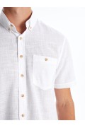 پیراهن مردانه آستین کوتاه پوپلین ساده مردانه بوکس سفید  ال سی وایکیکی