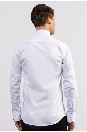 پیراهن سفید مردانه اسلیم فیت مدرن سری ساتن ممتاز مردانه سفید  ال سی وایکیکی