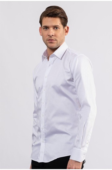پیراهن سفید مردانه اسلیم فیت مدرن سری ساتن ممتاز مردانه سفید  ال سی وایکیکی