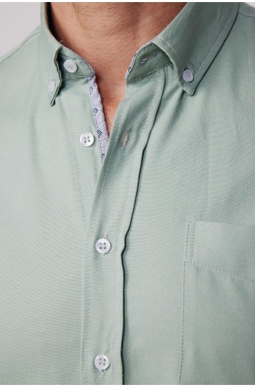 پیراهن مردانه ساده و ساده آکسفورد کتان با فیت کلاسیک مردانه سبز  ال سی وایکیکی