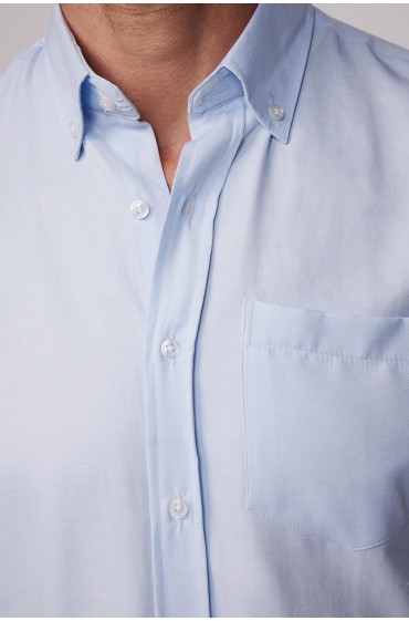 پیراهن آبی مردانه جیب دار با یقه راست و آستین بلند کلاسیک مردانه آبی  ال سی وایکیکی