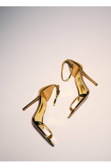 صندل پاشنه بلند طلایی متالیک زنانه منگو