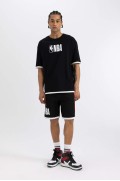 تیشرت آستین کوتاه چاپی DeFactoFit NBA Wordmark Oversize Fit Crew مردانه مشکی  دیفکتو