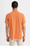 تیشرت پولو آستین کوتاه 100% کتان معمولی مردانه نارنجی  دیفکتو