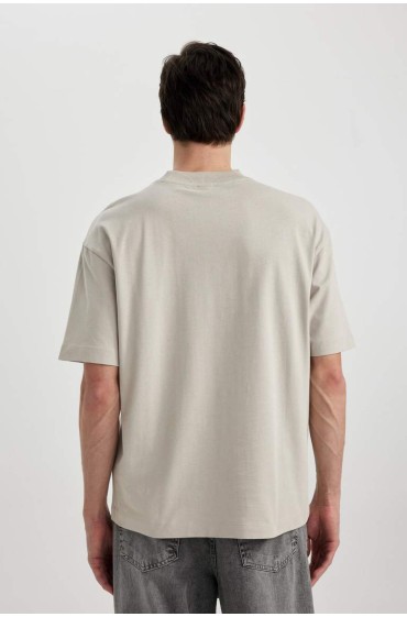 تیشرت آستین کوتاه با یقه فیت اورسایز مردانه سالانه  دیفکتو
