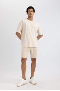 تیشرت آستین کوتاه یقه پرینت شده DeFactoFit Oversize Fit مردانه سالانه  دیفکتو