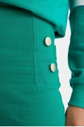 شلوار پارچه ای 100% کتان گشاد با جزئیات دکمه زنانه سبز دیفکتو